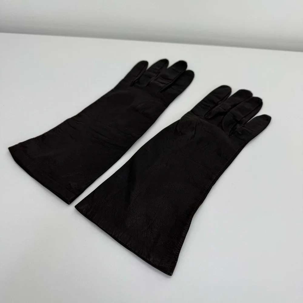 Vintage Regency For Alexander Real Kid Skin Leather Silk Lining Gloves Women
